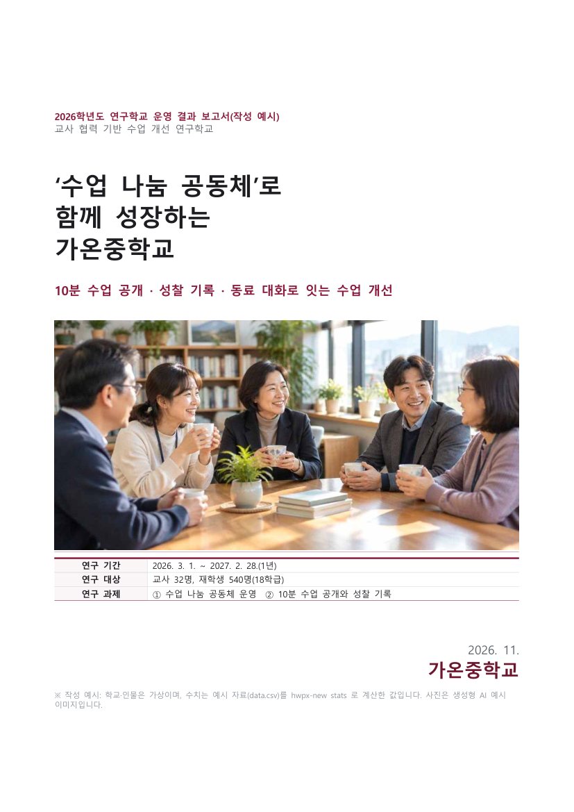 연구학교 결과보고서 예시 표지